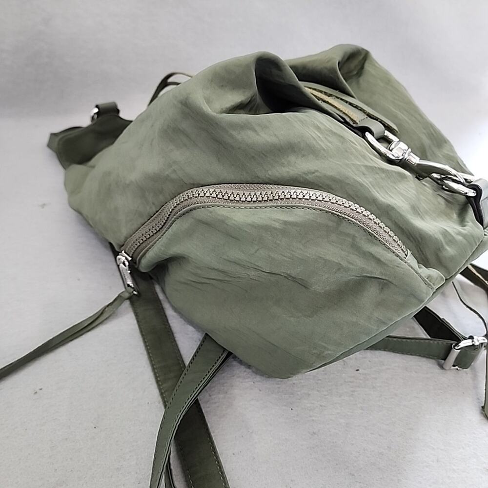 Rebecca Minkoff Julian Backpack Olive Green Nylon Utility Bag Silver Hardware - Picture 7 of 16